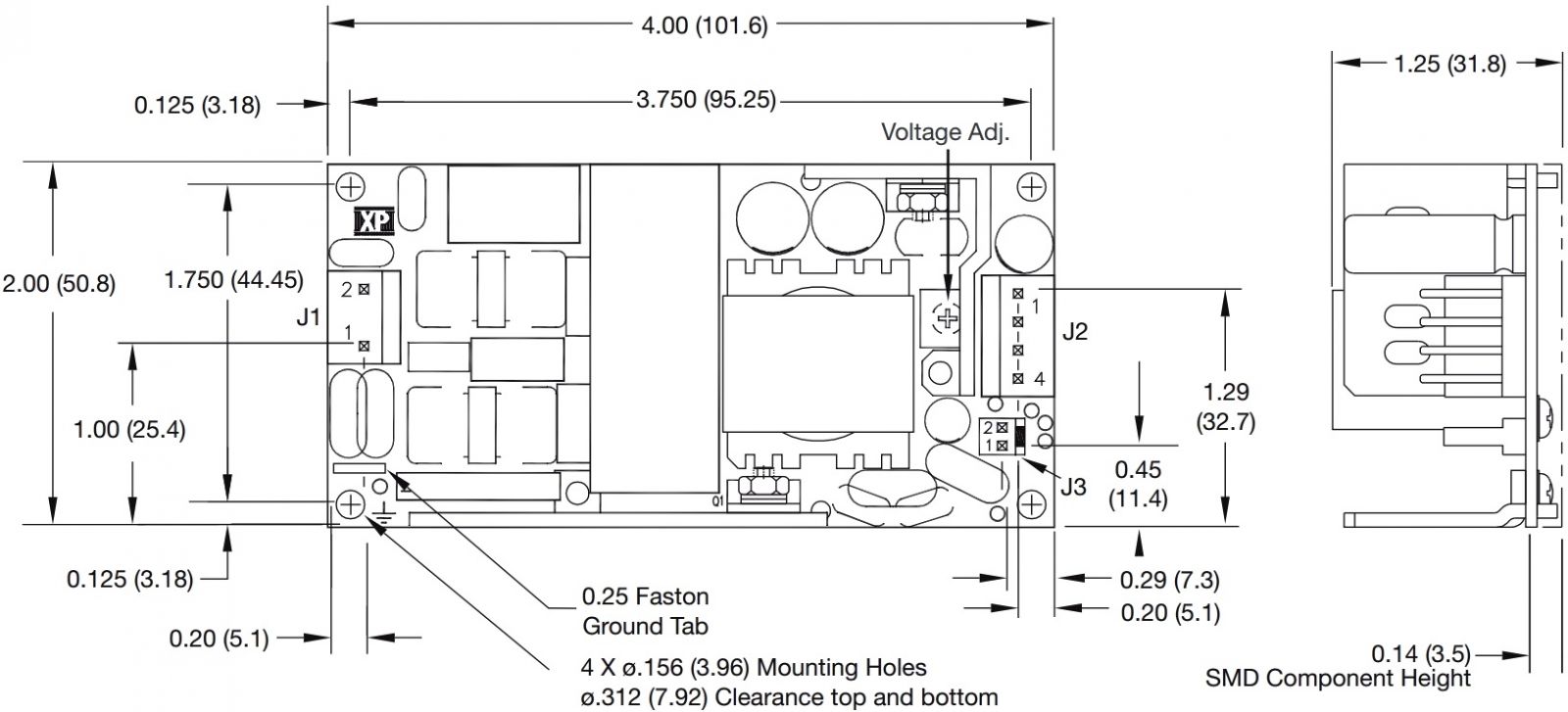 ספק כוח תעשייתי לשאסי XP POWER CLC125US24